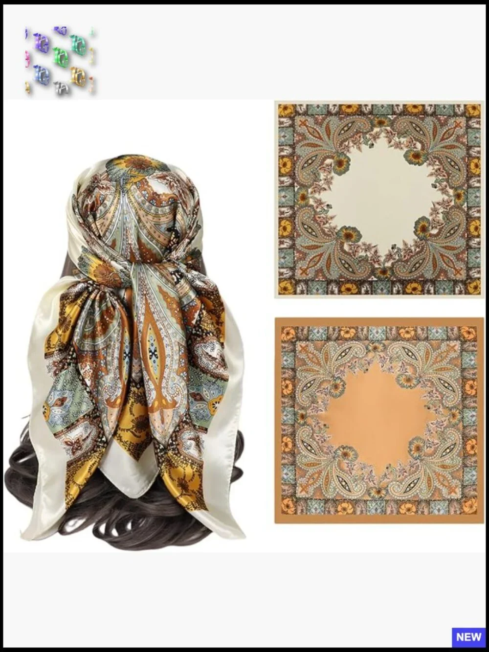 Silk Feel Square Head Scarf Set Versatile Bandanas Hair Wrapping Neck Shawl Y2K